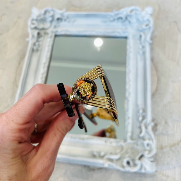 AUTHENTIC VERSACE Vintage Logo Dress Sunglasses MONOGRAM Medusa Glasses and Case - Picture 3 of 15